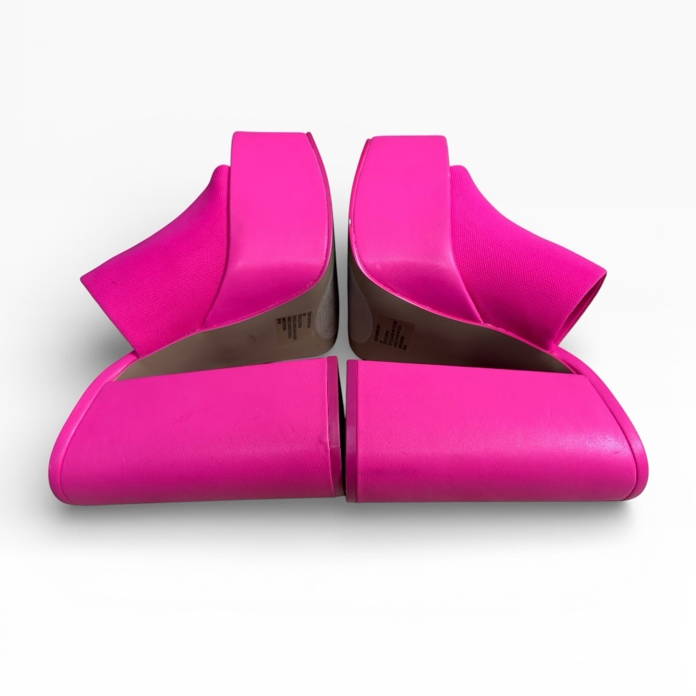 Steve Madden Tristyn Platform Mule Sandals Hot Pink Square Toe Heels Size 9 - Picture 4 of 7